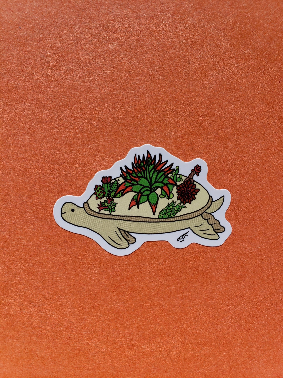 Succulent Turtle Original Art Vinyl Sticker Etsy