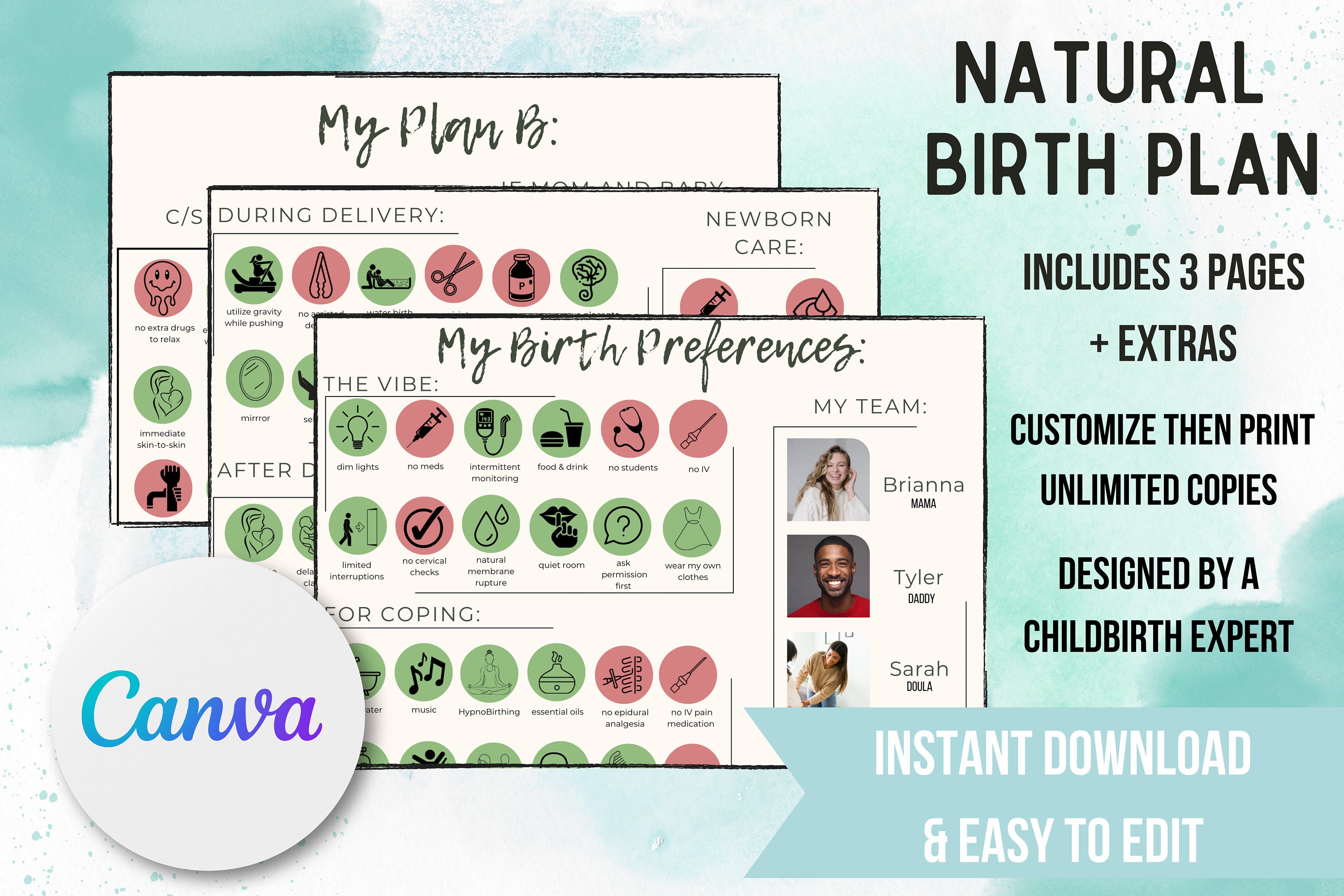 Customizable Digital VISUAL Birth Preferences Template, Created by an ...