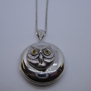Fine solid silver Owl face Locket