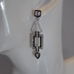 Fine Pair Art Deco style Silver & Enamelled  Earrings