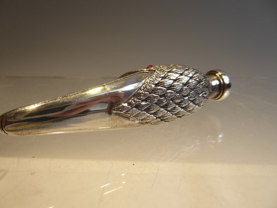 Superb solid silver swan head perfume bottle set … - image 9