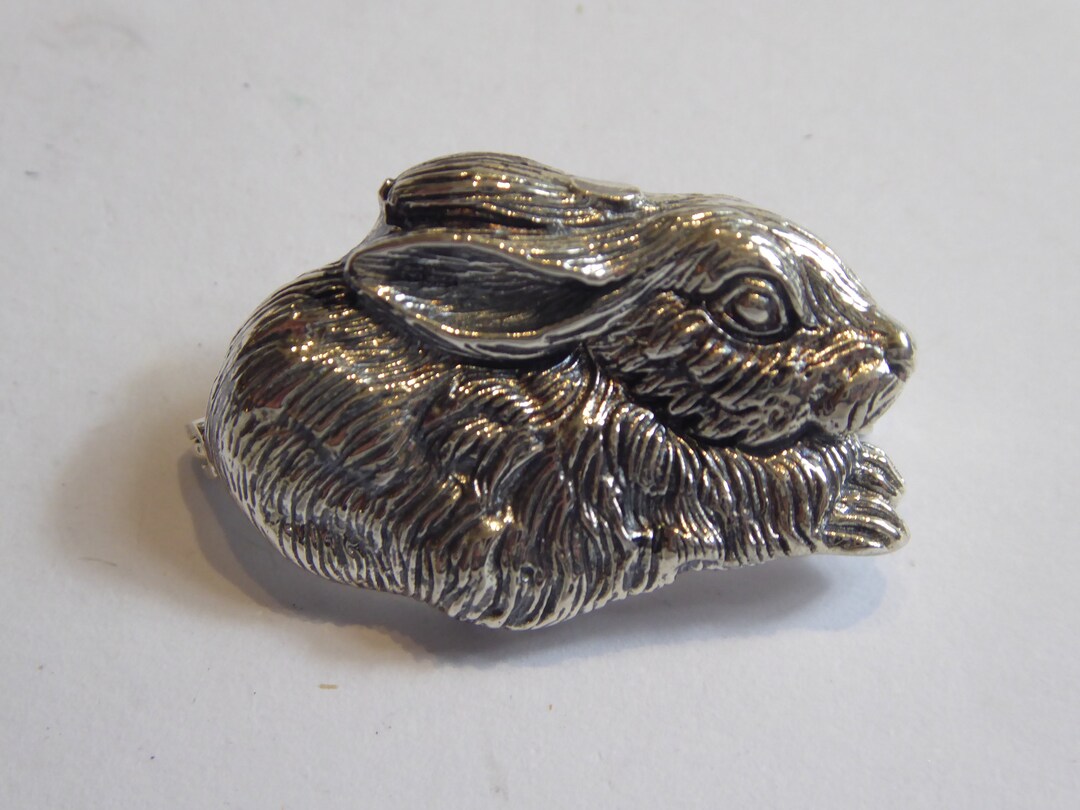 Silver Rabbit Pin Sterling Silver Rabbit Brooch, Cute Bunny Pin - Etsy