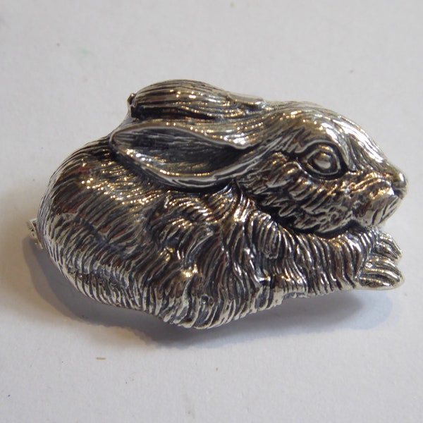 Cute Solid Silver rabbit brooch, Easter Bunny Rabbit Gift