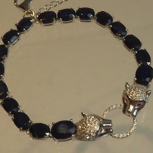 Zilveren Real Sapphire set panter armband