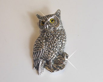 Solid Silver Owl Brooch OR Pendant
