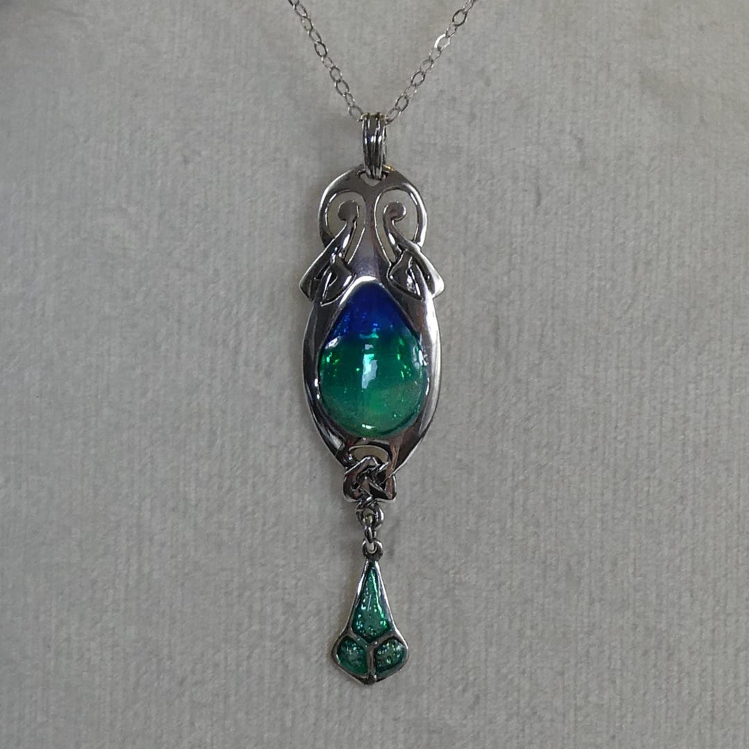 Fine Silver Enamel Art Nouveau Style Pendant Necklace - Etsy