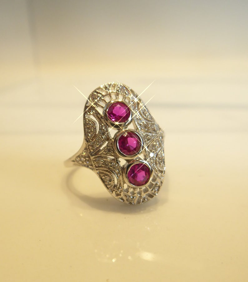 Fine Silver Art Deco Design Ring - Etsy