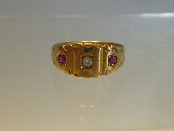 Victorian 18ct Ruby & Diamond Ring - image 9