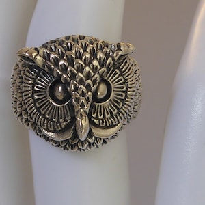 Silver Owl Face Ring
