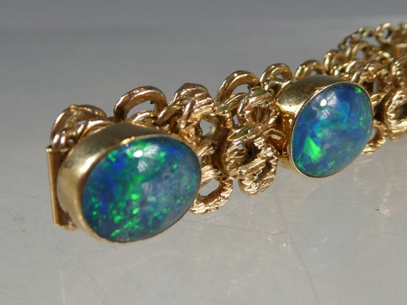 Fine Solid 9ct Gold Opal Bracelet - image 16