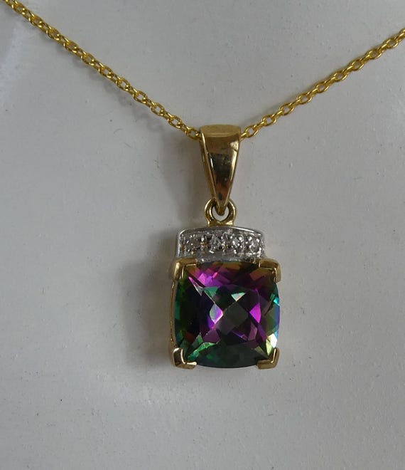 9ct gold mystic topaz diamond pend 9ct gold mystic topaz diamond pend