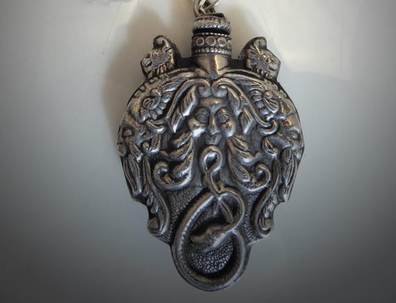 Vintage Solid Silver Mythical Embossed Perfume Pe… - image 2