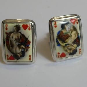 Gemelos Naipes Estilo Victoriano Esmaltados Plata