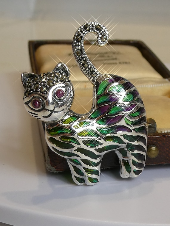 シルバー プリーク ア ジュール エナメル マルカサイト & ルビー