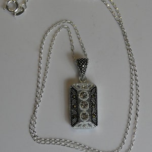 Fine Silver Art Deco Styled Necklace Pendant