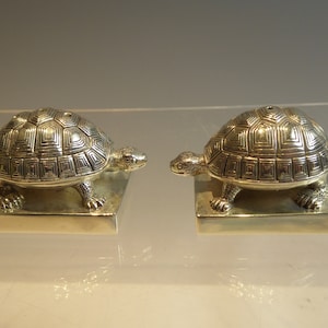 Pair 925 Silver Plated Novelty Tortoise salt & Pepper pots