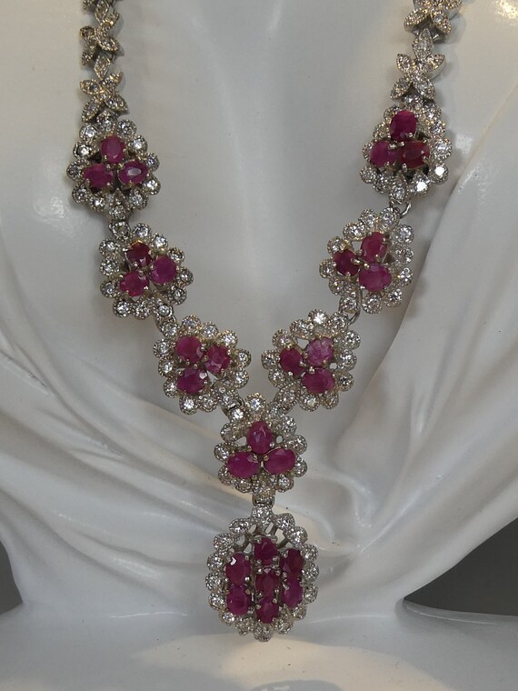 Fine Silver Real Ruby Set Neclace - image 3
