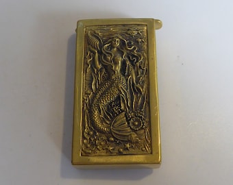 Novelty Brass Mermaid Scene Vesta Match Strike Case