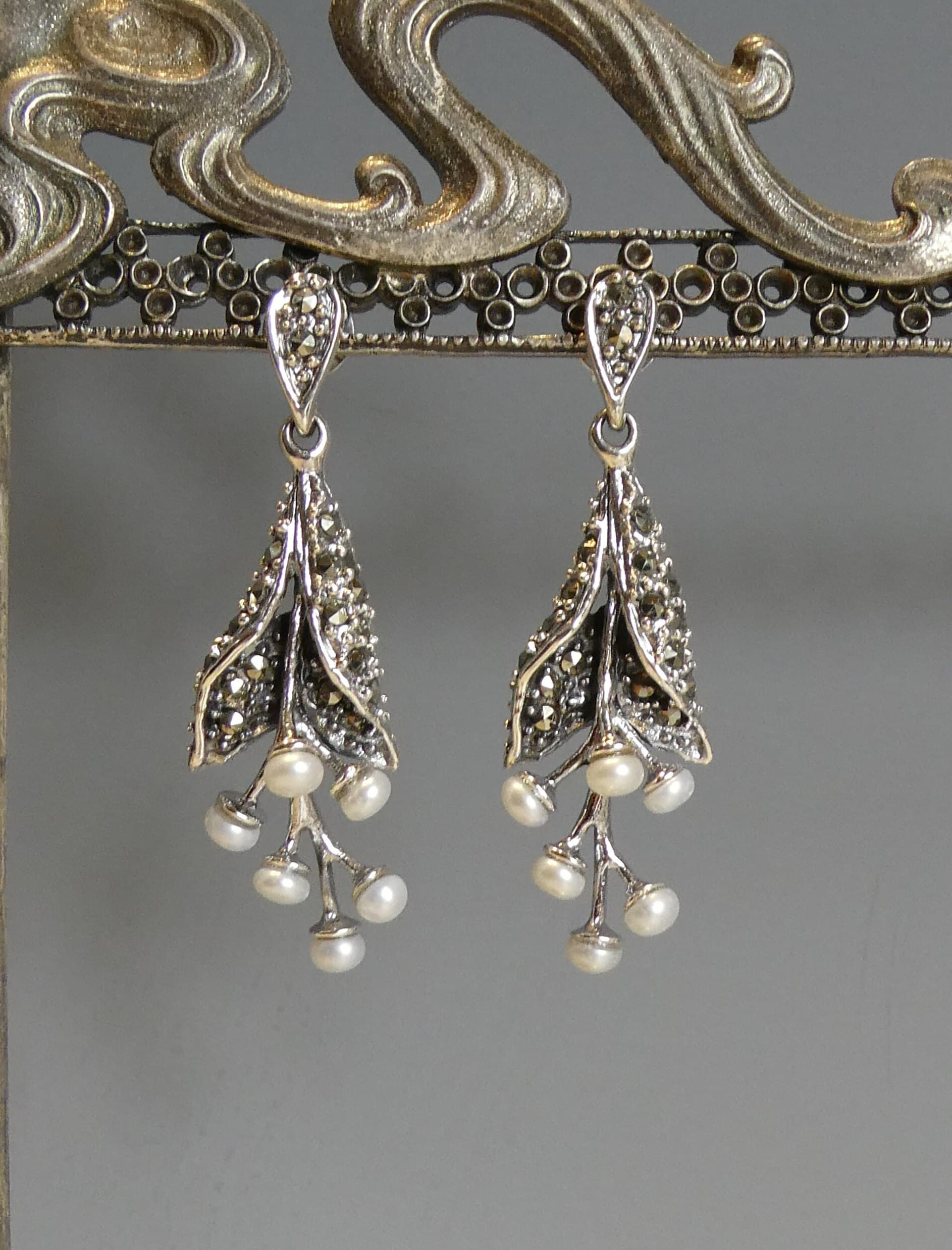 12 Mm Edelstein Ohrringe 12 Mm Runde Edelstein Ohrringe Mit Marcasit – Tibet Silber, Wählbare Farben, Handgefertigt Tibetisches Silber Ohrringe Mit Marcasit