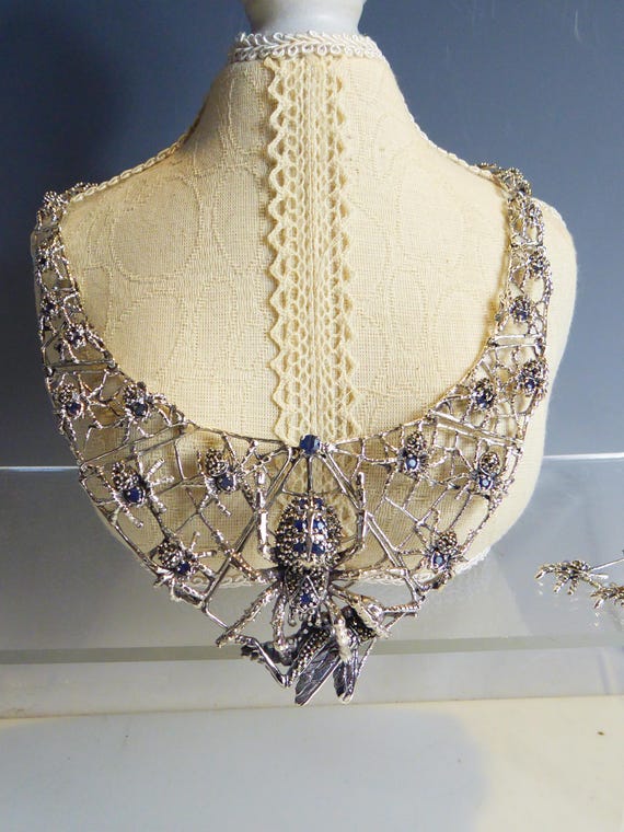 Stunning Solid Silver Real Sapphire Set Spiders W… - image 10