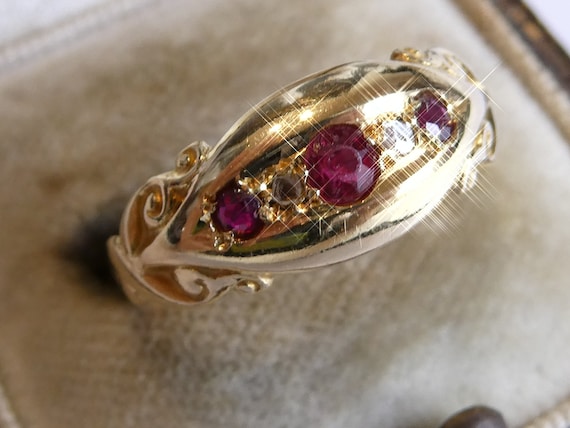 Fine Antique 18ct Ruby & Diamond Ring - image 2
