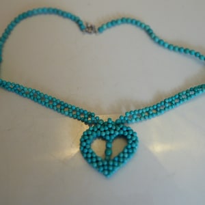 Turquoise Heart shaped Beaded Necklace