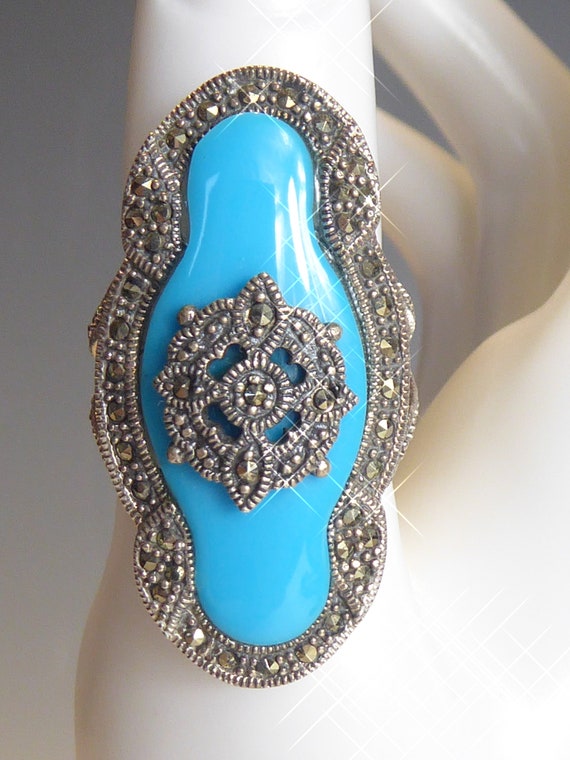 925 Sterling Silber Marcasite Damen Ring Größe 6 Handgemachte Türkischen Schmuck Herz Liebe