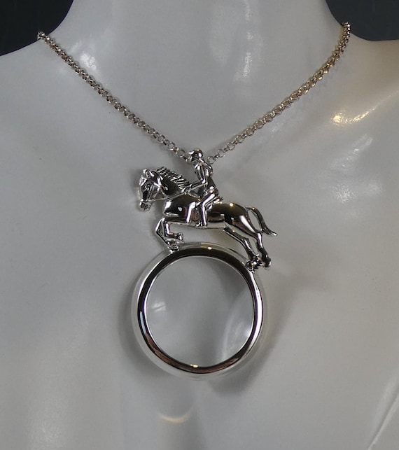 Silver Horse & Rider Magnifying Pendant Necklace, Spy Glass - Etsy