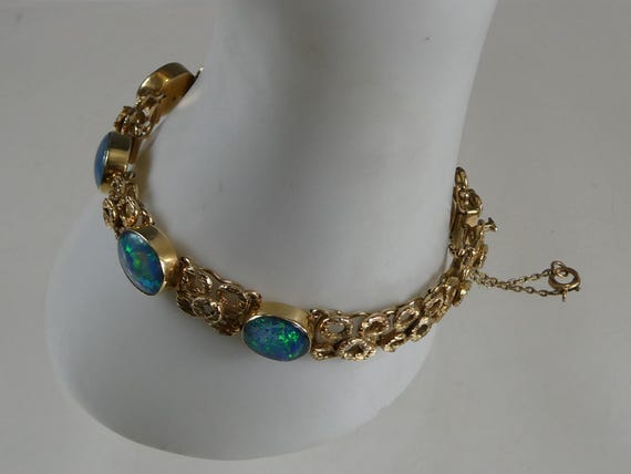 Fine Solid 9ct Gold Opal Bracelet - image 9