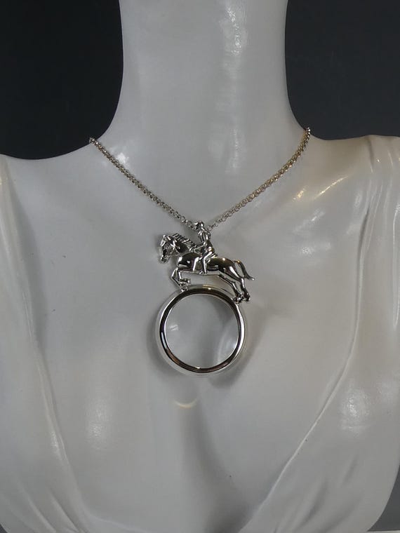 Silver Horse & Rider Magnifying Pendant Necklace, Spy Glass - Etsy