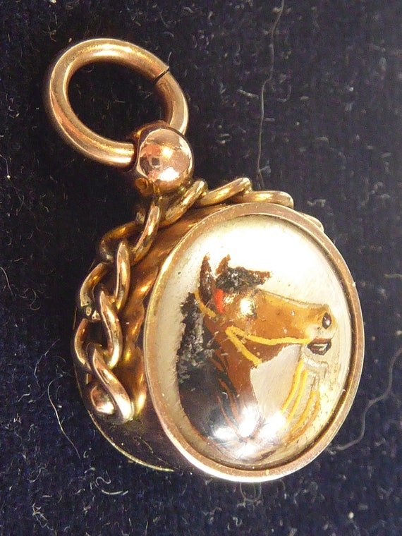 Fine 9ct Solid Gold Horse & Compass Dated 1897 Es… - image 3