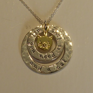 Solid Silver & Gold Cat Pendant