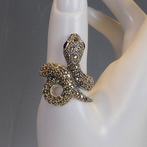Silver Marcasite set Art Deco Style Snake Ring