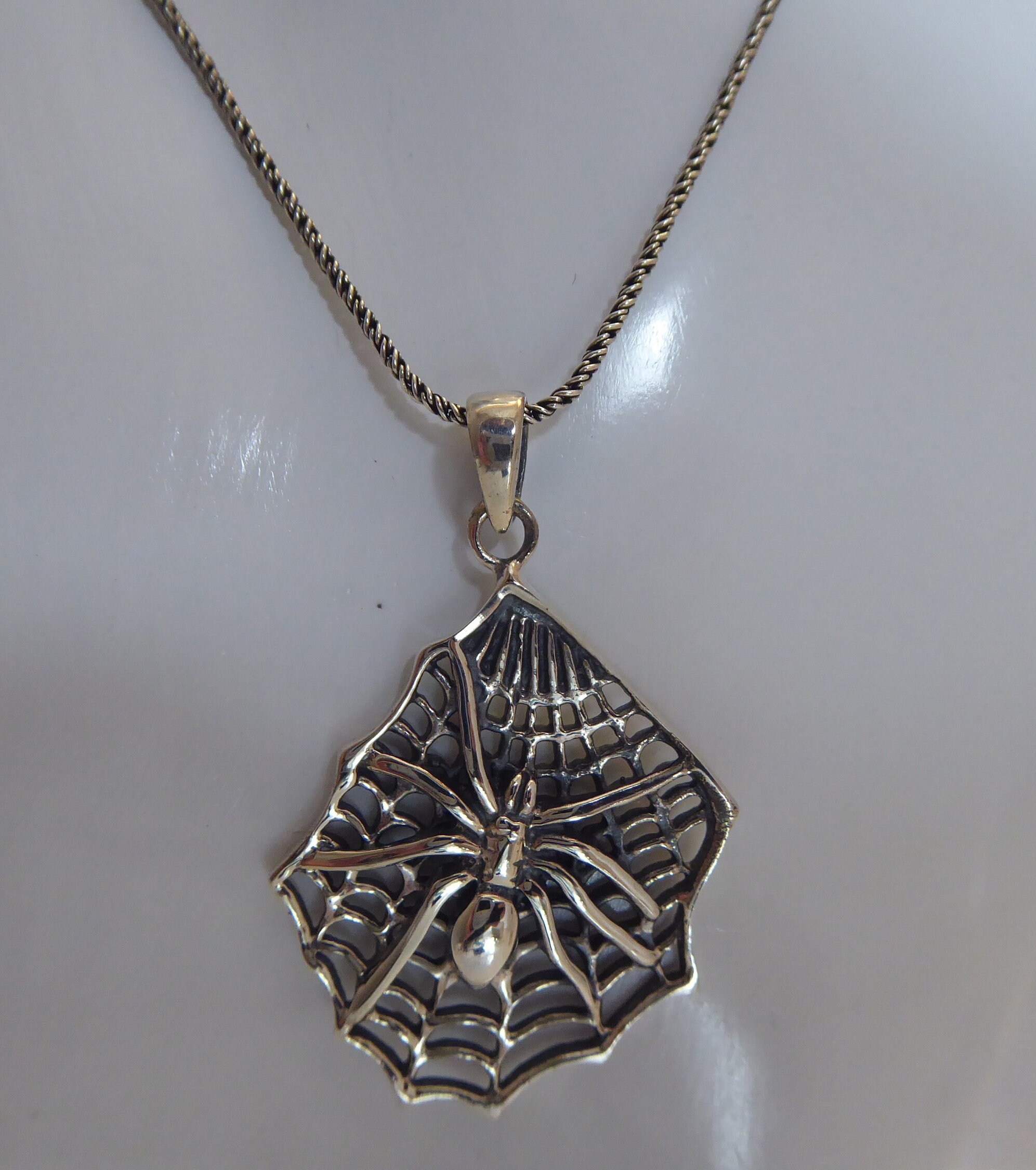 Solid Silver Spider Webb Pendant on Silver Chain - Etsy