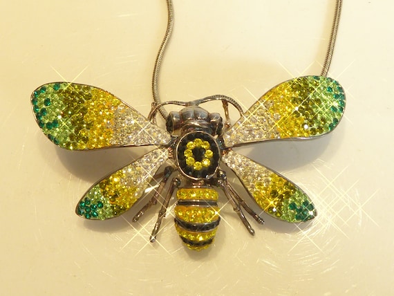 Large Solid Silver Bee Necklace / Brooch - image 2