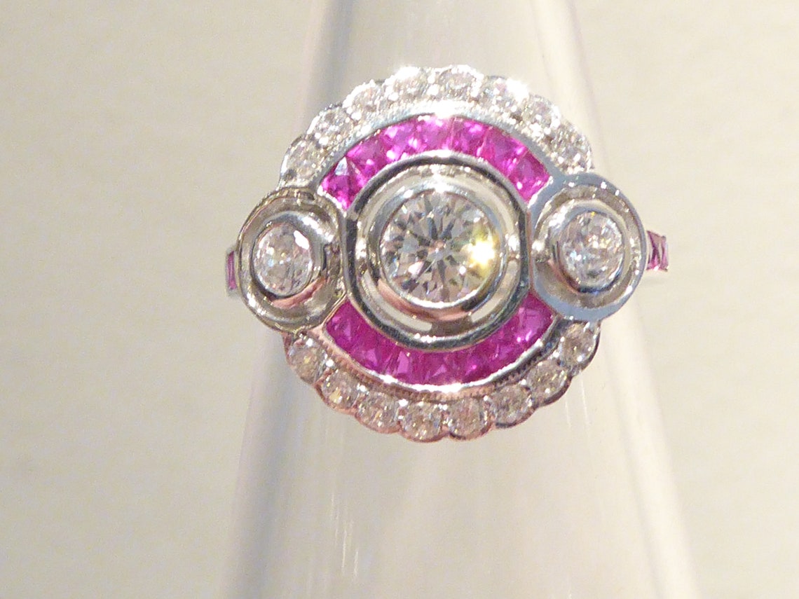 Silver Art Deco Design Ring - Etsy UK