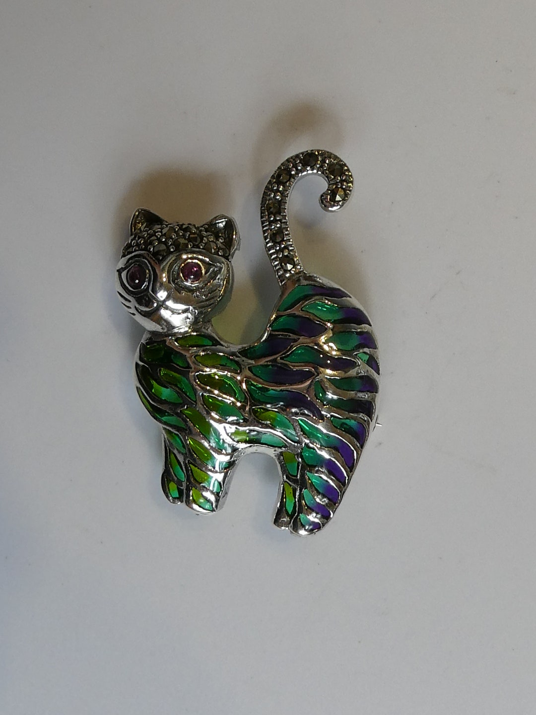 シルバー プリーク ア ジュール エナメル マルカサイト & ルビー