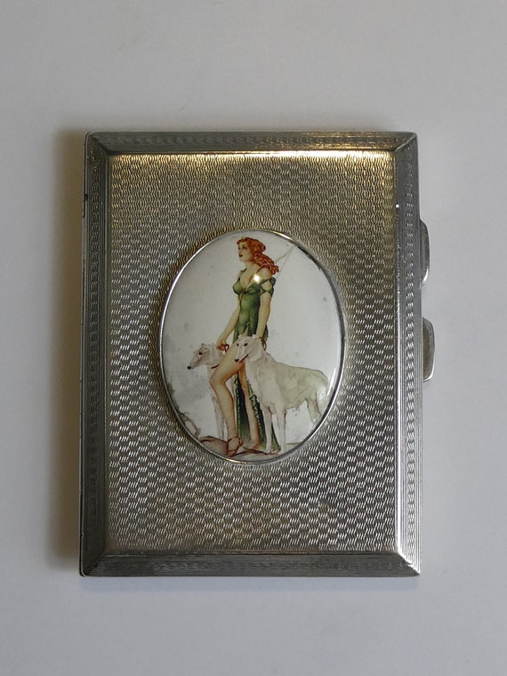 art deco silver cigarette case An Art Deco Hallmarked 1926 Silver Pictorial Enamel Cigarette Case