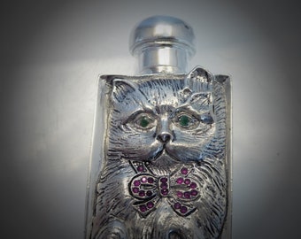 Real Emerald and Ruby set Cat Perfume Bottle