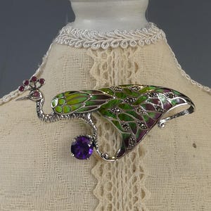 Zilveren Plique-A-Jour Robijn en Amethist set Pauwenbroche
