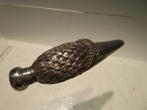 Superb solid silver swan head perfume bottle set … - image 3