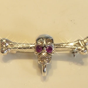 Silver Skull and Bone Brooch