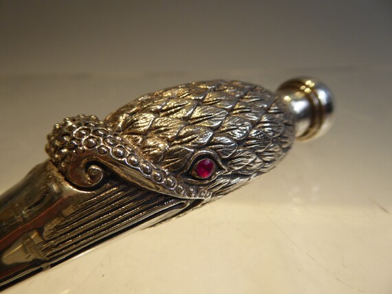 Superb solid silver swan head perfume bottle set … - image 6