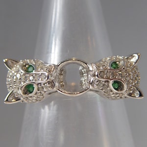 Fine Silver Double Panther Head Ring