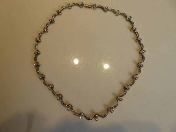 Pretty Solid Silver Zircon set Necklace - image 7