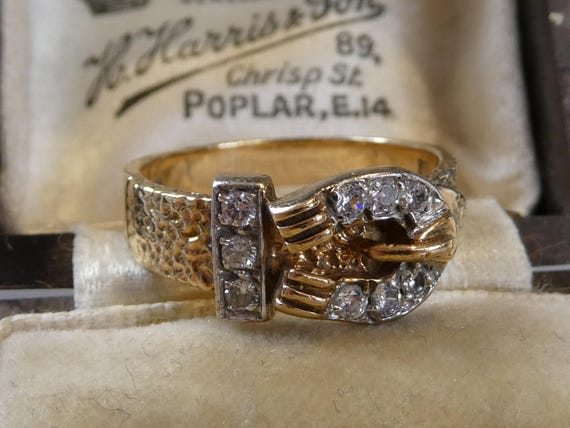 9ct Solid  Gold Buckle Ring - image 1