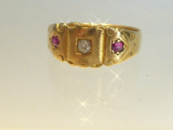 Victorian 18ct Ruby & Diamond Ring - image 4