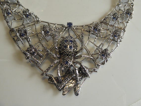 Stunning Solid Silver Real Sapphire Set Spiders W… - image 6