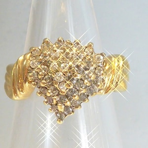 9ct Solid Gold Diamond Cluster Ring