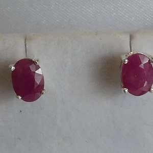 Fine Silver Real Ruby Stud Earrings